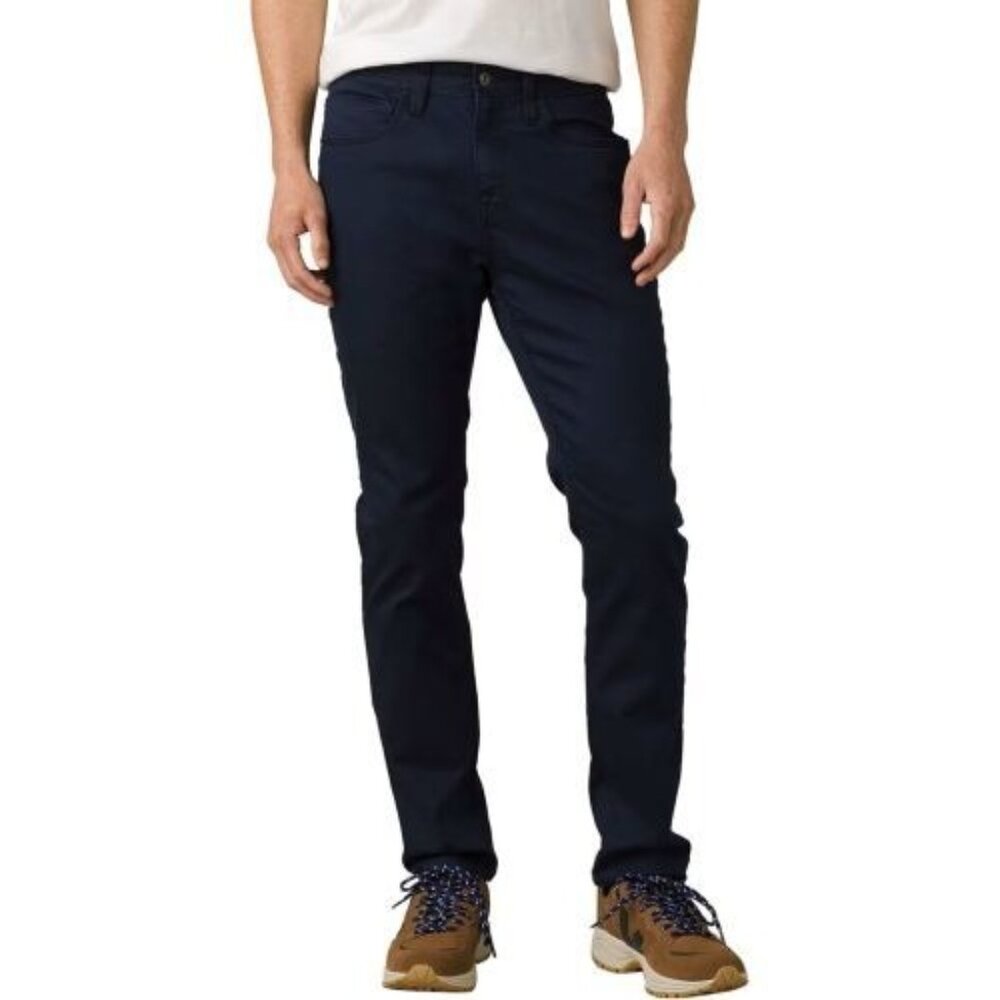 PrAna Bridger Slim Tapered Jean Indie Blue Mens 36/32 Stretch Denim 5 Pocket NWT